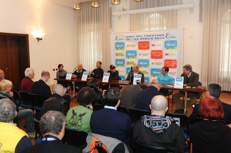Conferenza Stampa 38°Giro del Trentino 2014 con Michele Scarponi,
Cadel Evans e Cassani.