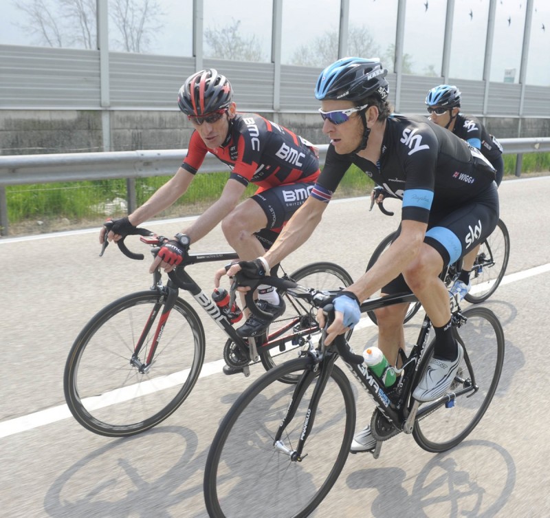 37° GIRO DEL TRENTINO 4 TAPPA ARCO SEGA DI ALA 19-04-2012 GIRO DEL TRENTINO A SINISTRA SANTAMBROGIO MAURO VINCENZO NIBALI BOUET MAXIME © FOTO DANIELE MOSNA